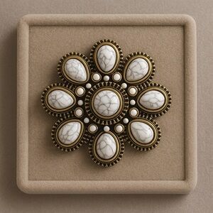 Premier Designs POSY Faux Howlite Floral Stone Enhancer NWOT With FLAW #500